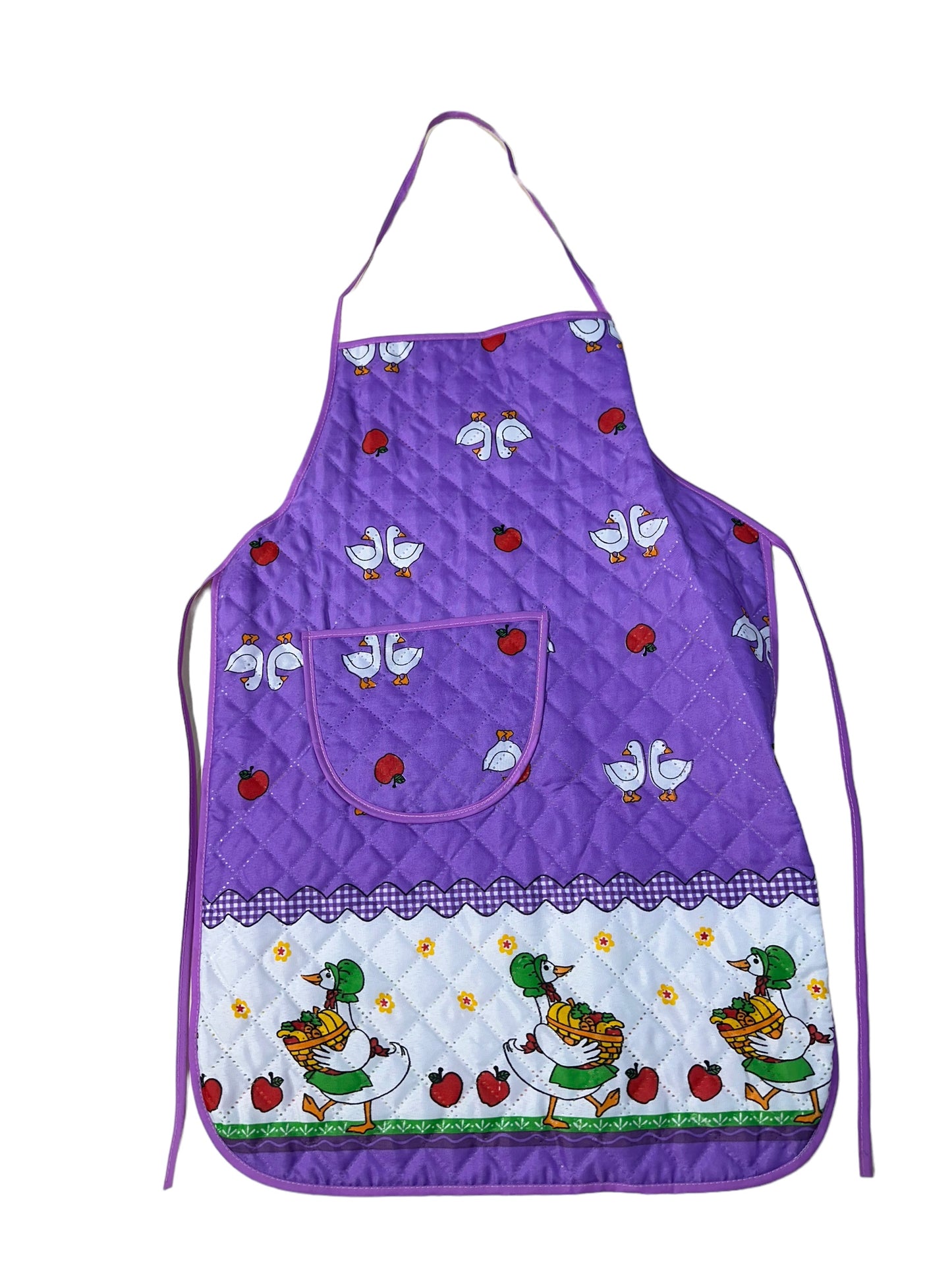 Aprons- printed cloth with pocket on front & plastic back