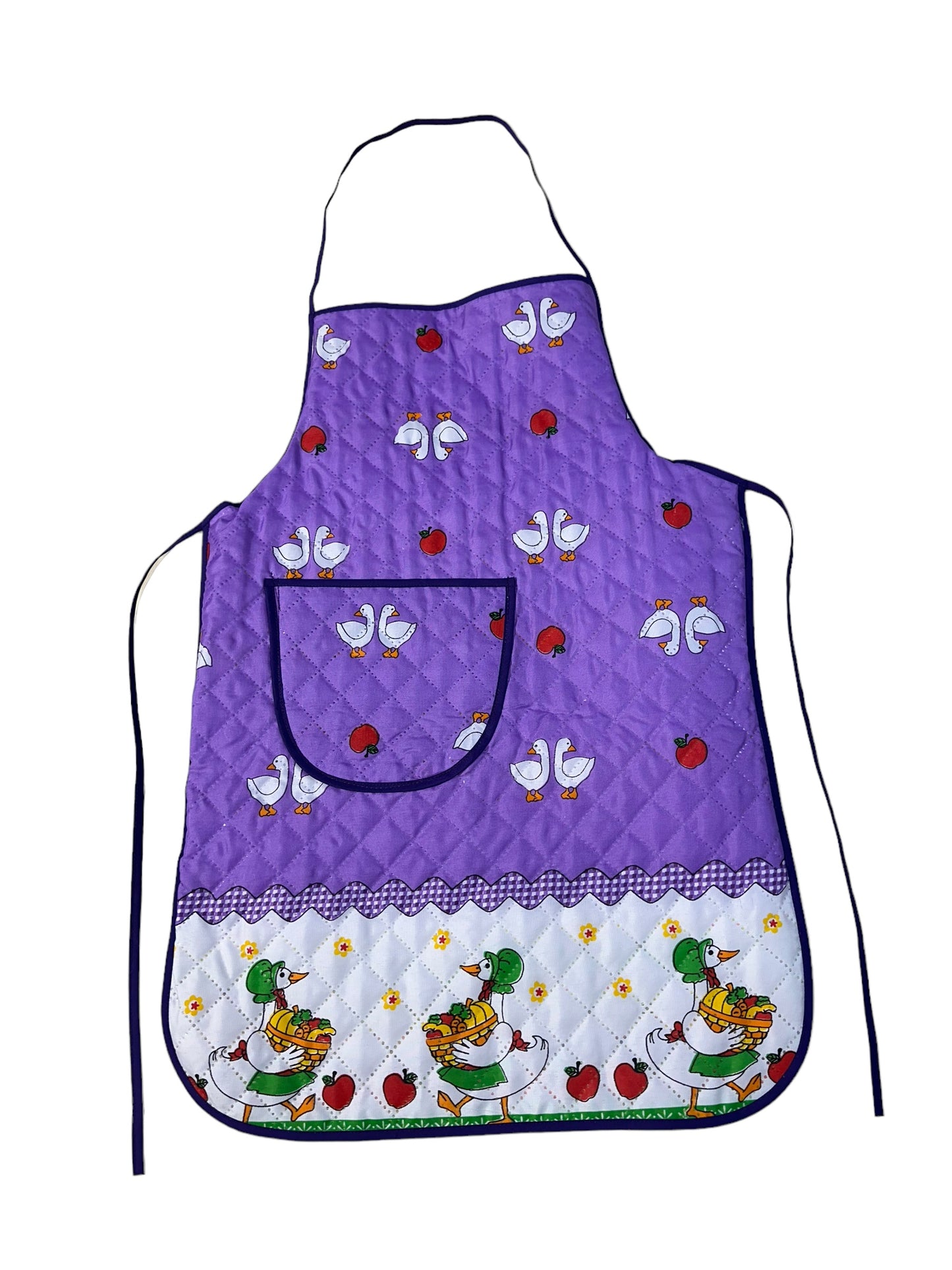 Aprons- printed cloth with pocket on front & plastic back